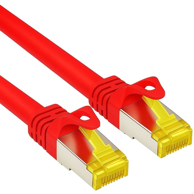 Cat 7 - S/FTP - Netwerkkabel - Patchkabel - Afgeschermd - 10 Gbps - 0.5 meter – Rood - Allteq