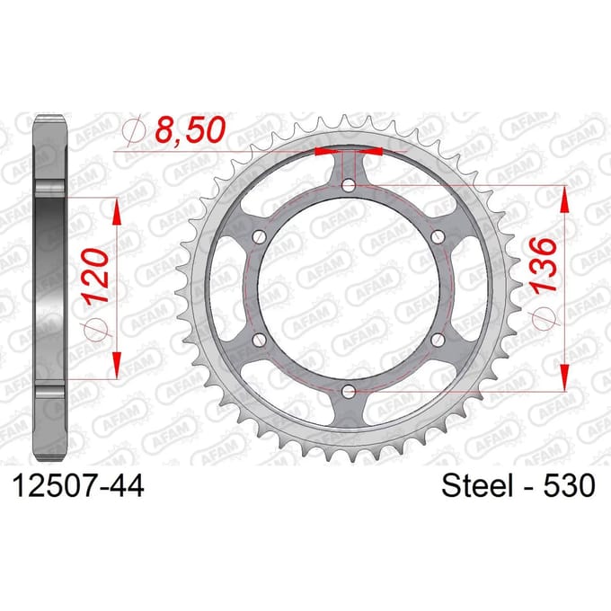 Stalen tandwiel Afam 530 44 dents