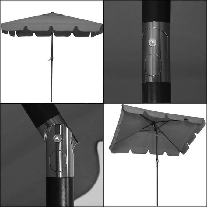 Springos® Parasol de jardin rectangulaire avec fonction d'inclinaison et manivelle 240 cm gris