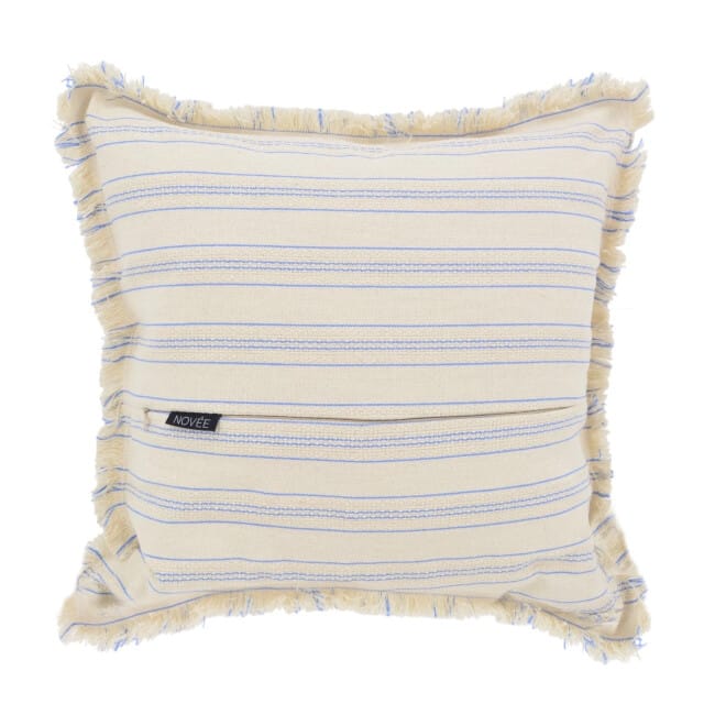 NOVÉE Sierkussen yuna stripe blauw | 45 x 45 cm | katoen/linnen