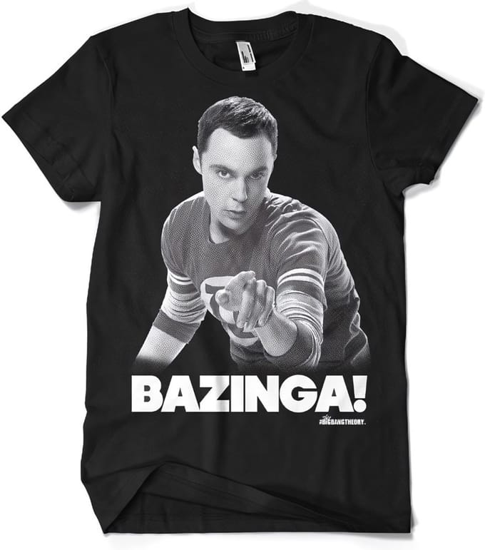 The Big Bang Theory Heren Tshirt -L- Sheldon Says BAZINGA! Zwart