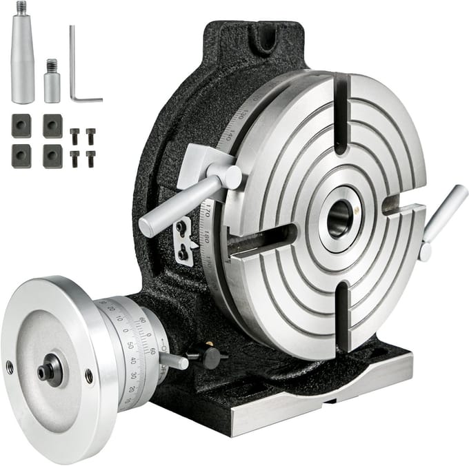 VEVOR Verdeeldraaitafel 200 mm Horizontaal-Verticaal Verdeelkop Zwenkbaar