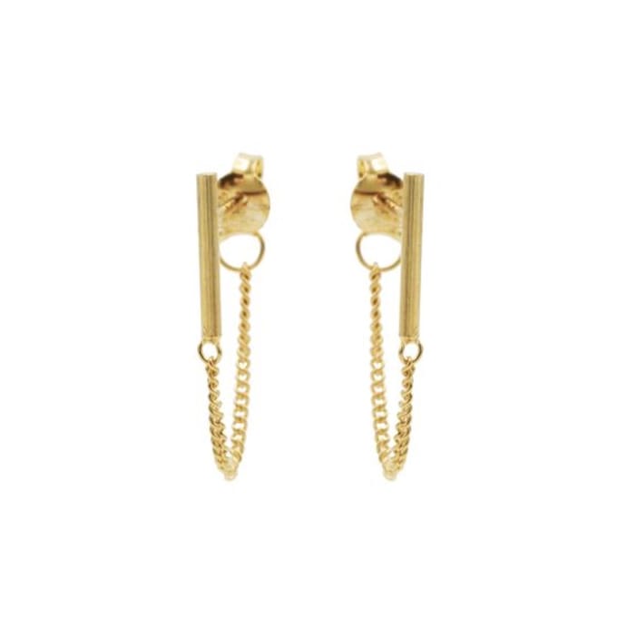 Karma oorbel Chain Tubes Round Silver Goldplated-M1809