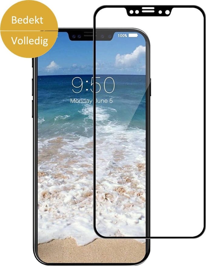 Screenprotector geschikt voor Apple iPhone Xs / X - Full Screen Zwart - van iCall