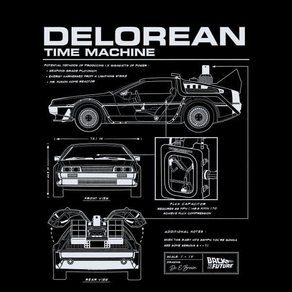 Back To The Future Delorean Schematic Women's T-Shirt - Black - L