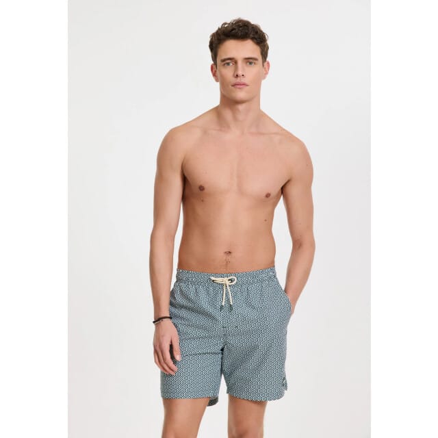 Shiwi Heren zwemshort mike 7" doolhof print groen/wit