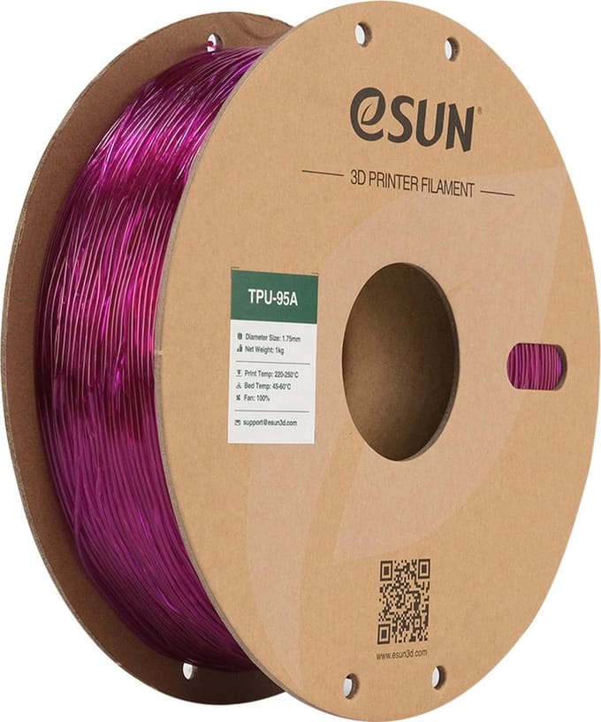 eSun - eTPU-95A Filament, 1.75mm, Transparent Purple - 1kg
