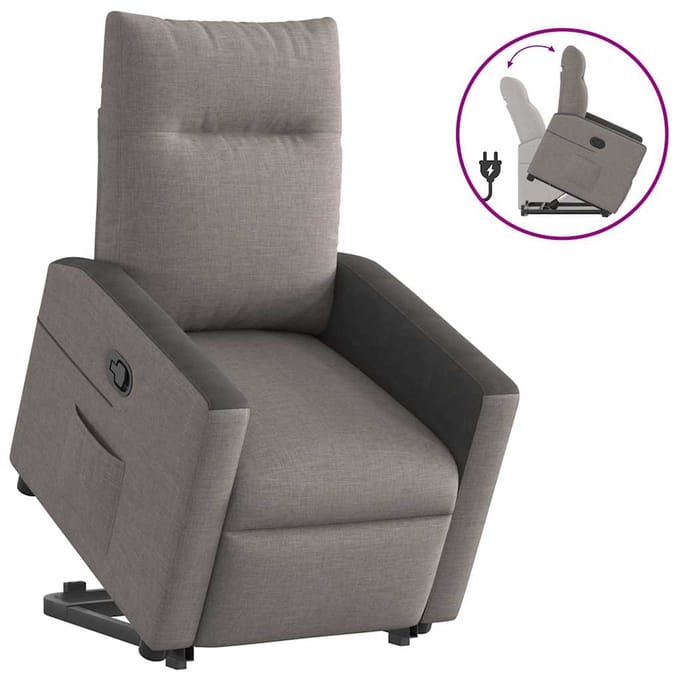 Verstelbare Fauteuil, Kleur Taupe, Bekleed met Stof