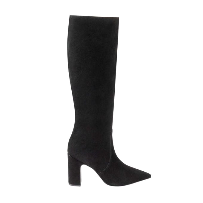 I Saw It First Dames Suède Blokhak Kniehoog Boots (Zwart)