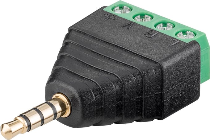 Goobay Klemmenblok 4-pins > Jackplug 3,5 mm-stekker (4-pins, stereo), met schroefbevestiging