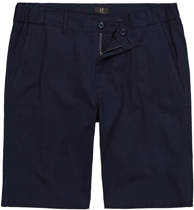 JP 1880 - Heren - Bermuda seersucker elastische tailleband rechte pasvorm - Navy blauw - Maat 72