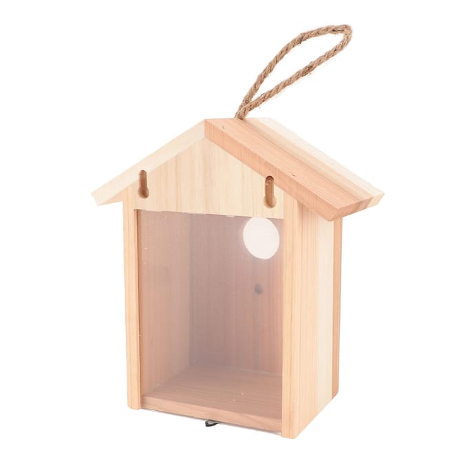 Raam Vogelhuisje Ceder Transparant Ontwerp Buiten Houten Vogelhuisje met Zuignap beige