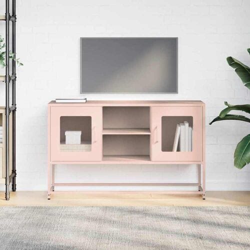 vidaXL - Tv-meubel - 100,5x39x60,5 - cm - staal - roze
