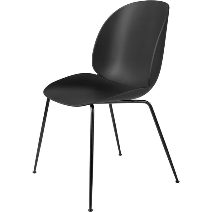Gubi - Beetle Dining stoel - stalen frame - kunststofglijder - mat zwart - zwart