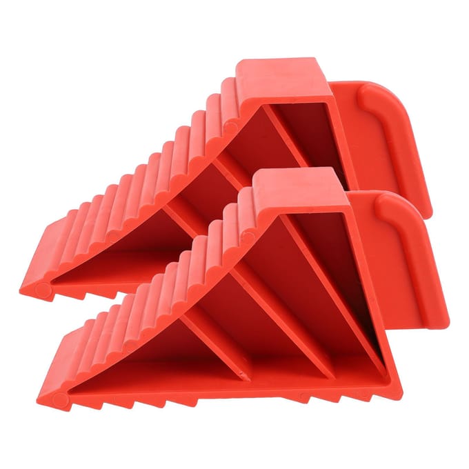 2 STUKS Zware Wielkeggen Antislip Massief Rubber Wielkeggen Rood Wielstopper voor Auto red