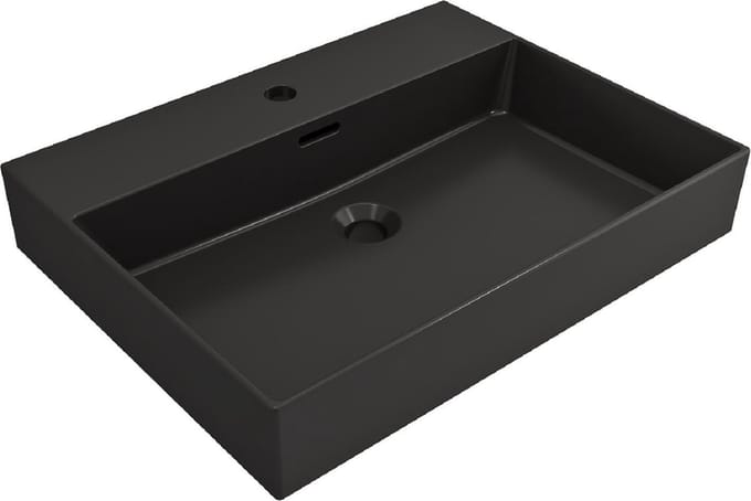 Plieger Kansas wastafel - 60x45 cm - met kraangat - Matzwart