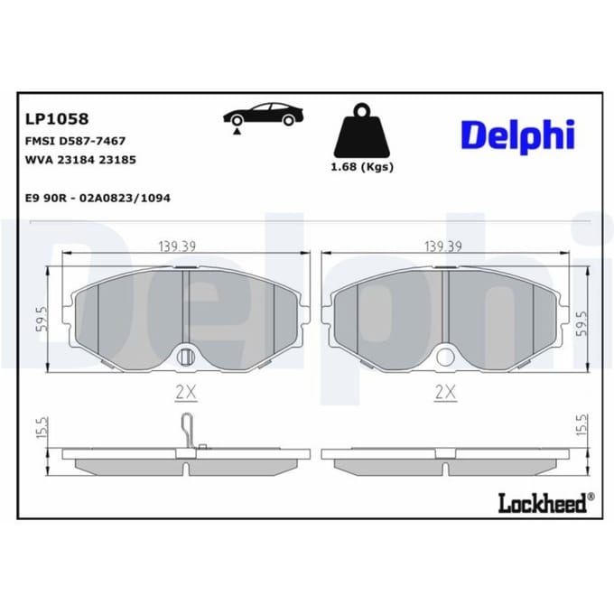 Remblokkenset, schijfrem DELPHI LP1058