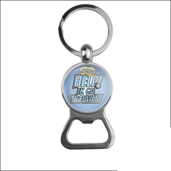 Bieropener Glas - Help Ik Ga Trouwen - Blauw