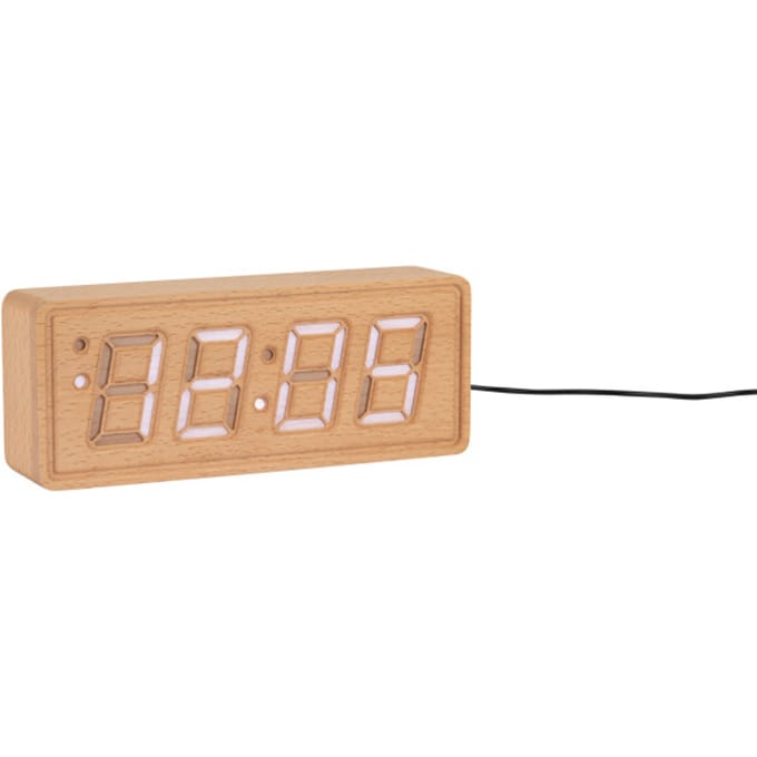 Karlsson - Wekker Solid Wood Engraved - Licht hout