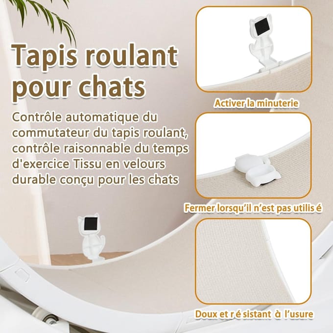 Loopband voor katten - Kattenwiel oefenwiel - Actieve katten - Stille werking - 85 x 80 cm - Wit