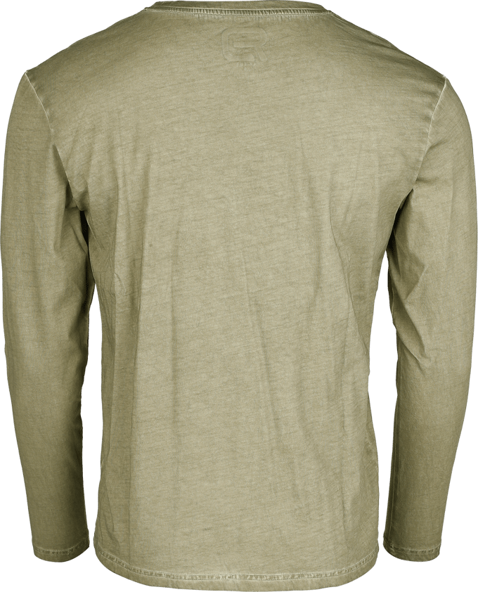 R.E.D. Rock-Engineered Design Olijfgroene blouse met lange mouwen in regular fit - Heren - M
