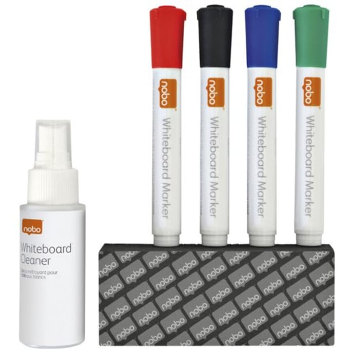 Nobo Whiteboard Droog Reiniging Starterkit - 1 Spray - 4 Stiften - 1 Wisser