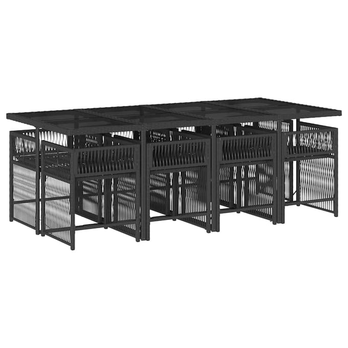 vidaXL - 9-delige - Tuinset - poly - rattan - zwart