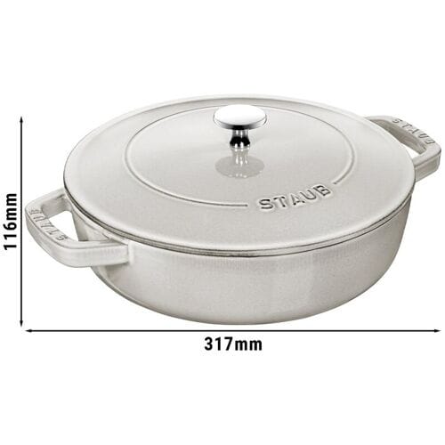 STAUB BRAISERS - Sauteerpan met Chistera Drop Structure - Ø 240mm - Gietijzer - Witte truffel