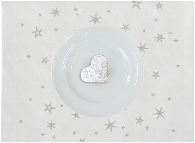 Placemat - VIER placemats Kerst - Room Wit met gouden sterren - textiel - 35 x 48 cm