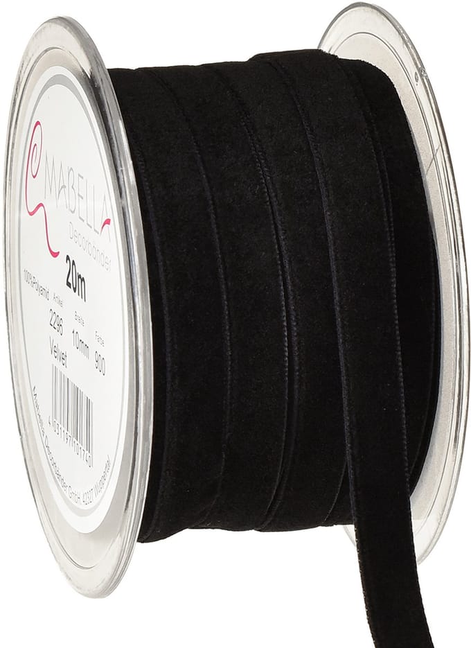 Fluwelen lint decoratief lint fluweel zwart 10mm 20m