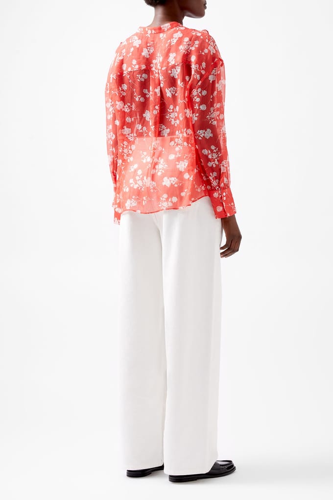 French Connection Alessandra Crinkle Blouse Cayenne Red/white Taglia: S | Magliette intime Outlet | Donna | Rosso