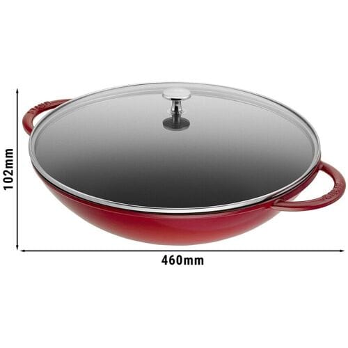 STAUB SPECIALITIES - Wok met glazen deksel - Ø 370mm - Gietijzer - Kersenrood