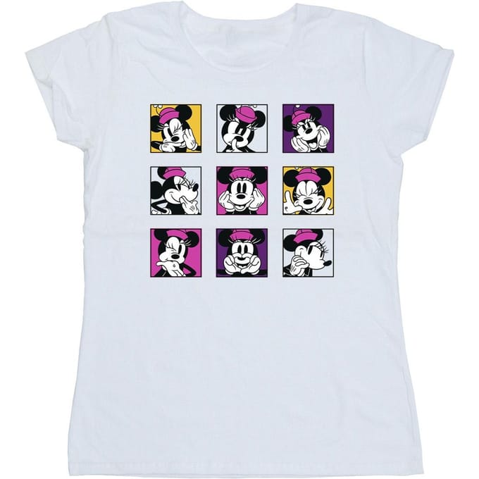 Disney Dames/Dames Minnie Mouse Vierkantjes Katoenen T-Shirt (Wit)