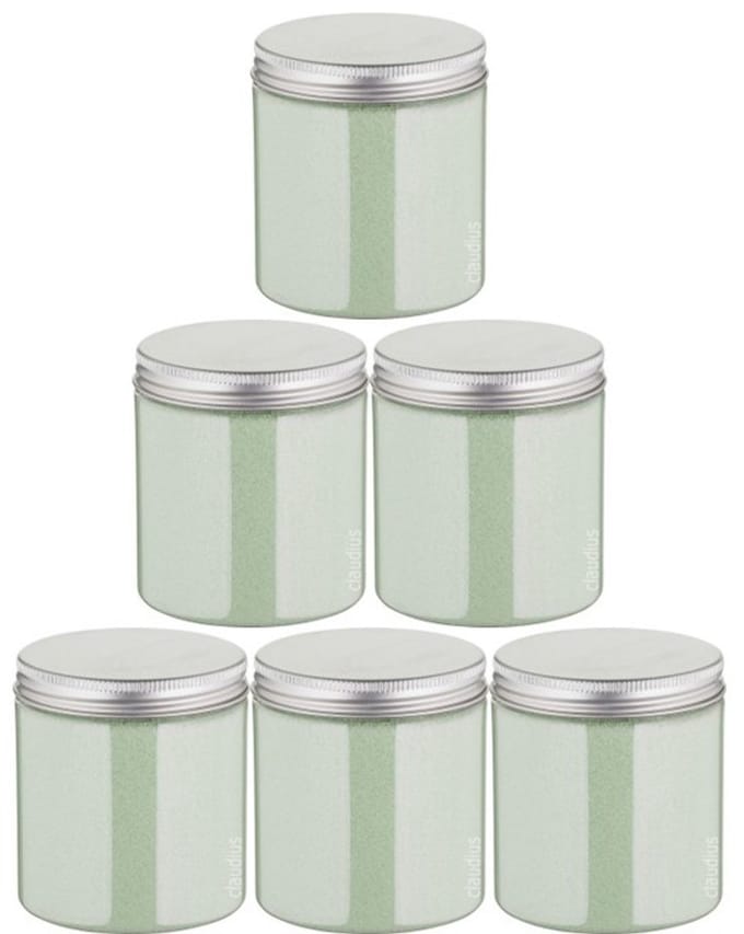 Scrubzout Dennen - 300 gram - Pot met aluminium deksel - set van 6 stuks - Hydraterende Lichaamsscrub