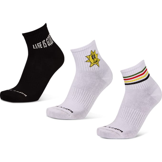 Happy Socks Ankle 3 Pack Sokken Unisex - Wit - Maat 36-40 - Katoen