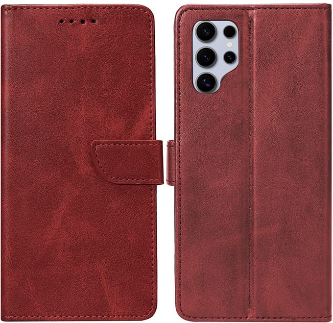 Rixus Bookcase For Samsung Galaxy S25 Ultra Dark Red