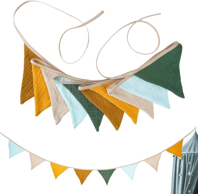 Dailygoods- Driehoekige Vlag - Decoratief - 10 Vlaggetjes - 2,6 m