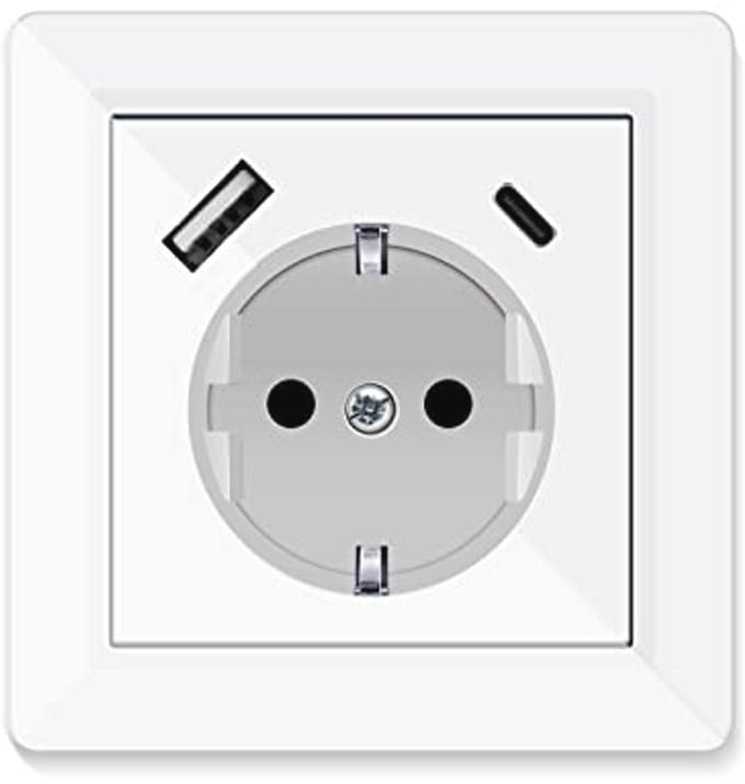 Stopcontact met USB en Type C - Dubbele Inbouwdoos voor Smartphone en Tablet