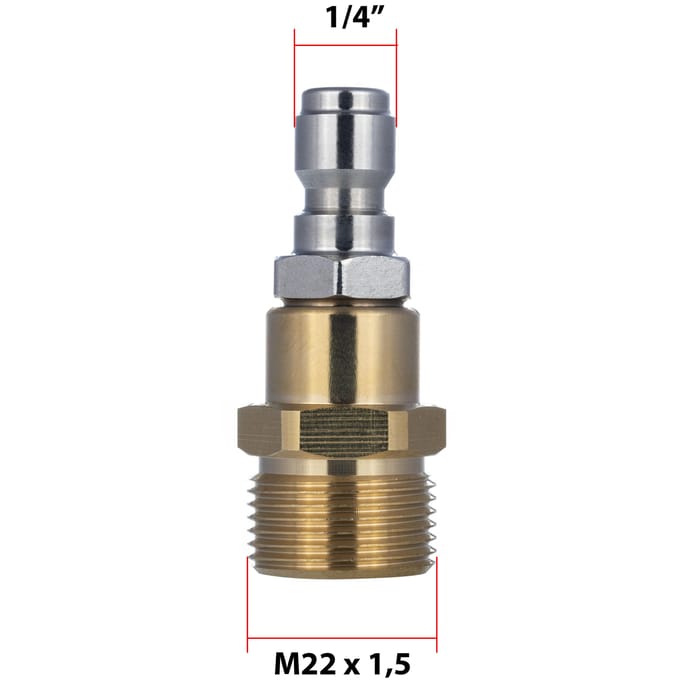 Rosfix Adapter Overgangsstuk - M22 naar 1/4" Snelkoppeling - M22x1,5mm, 14mm Pen