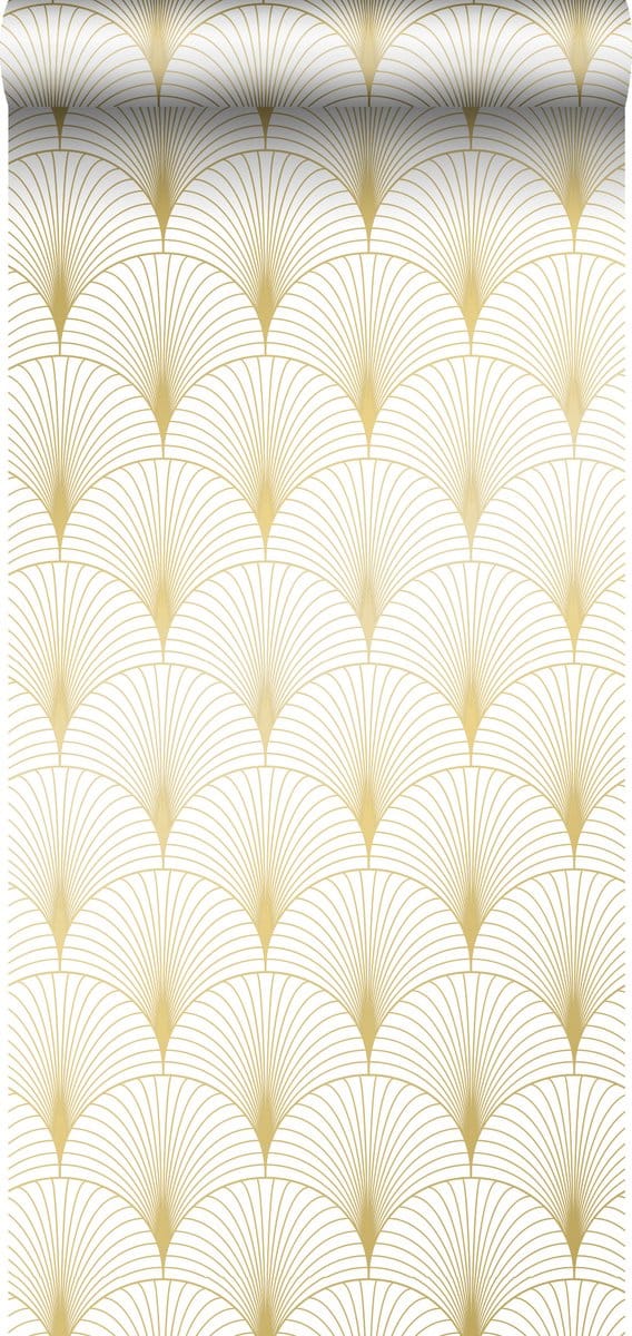 ESTAhome behang art deco motief wit en goud - 53 cm x 10.05 m - 139456