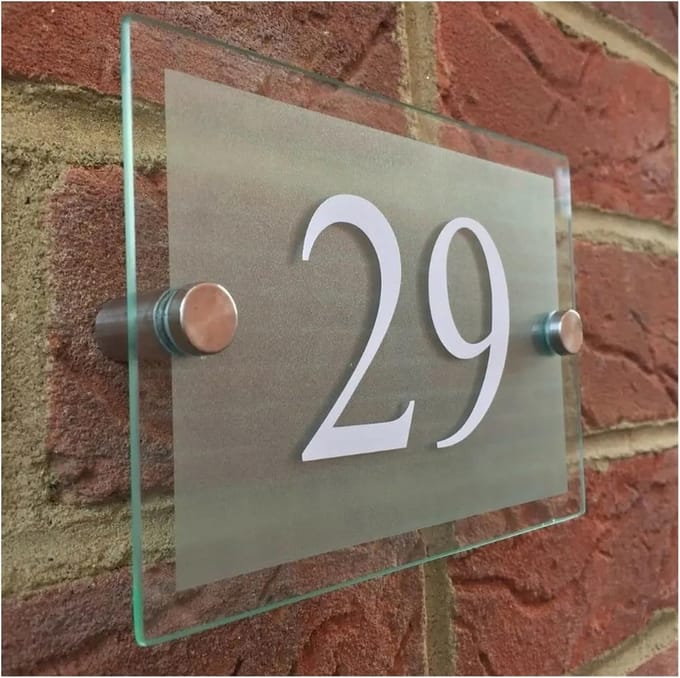 Huisnummer Plaque - Deurnaam Bord - Huis Identificatie - Acryl Glas Effect - 10x14 cm - Wit