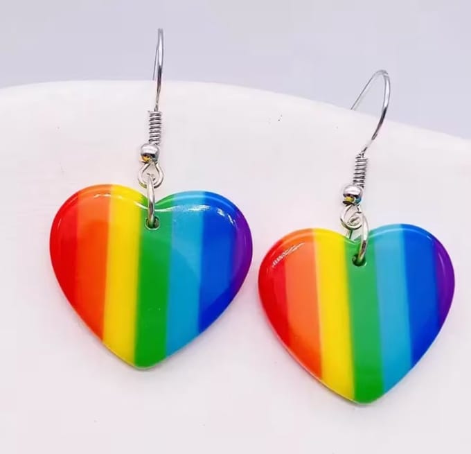 Regenboog oorbellen hart