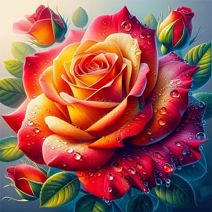 diamond painting rode roos 20 x 20 cm