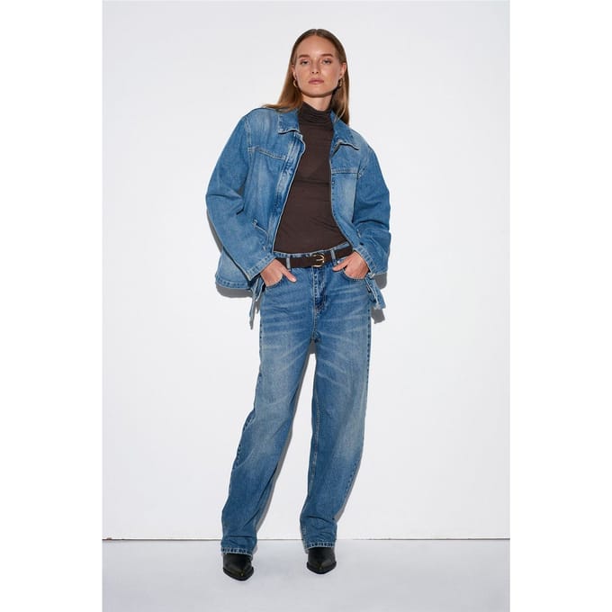 Hoog-Waisted Wijde Jeans van Katoen