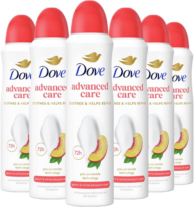 Dove -Anti-transpirant Deodorant Spray - Peach & White Blossom - 6 x 150 ml