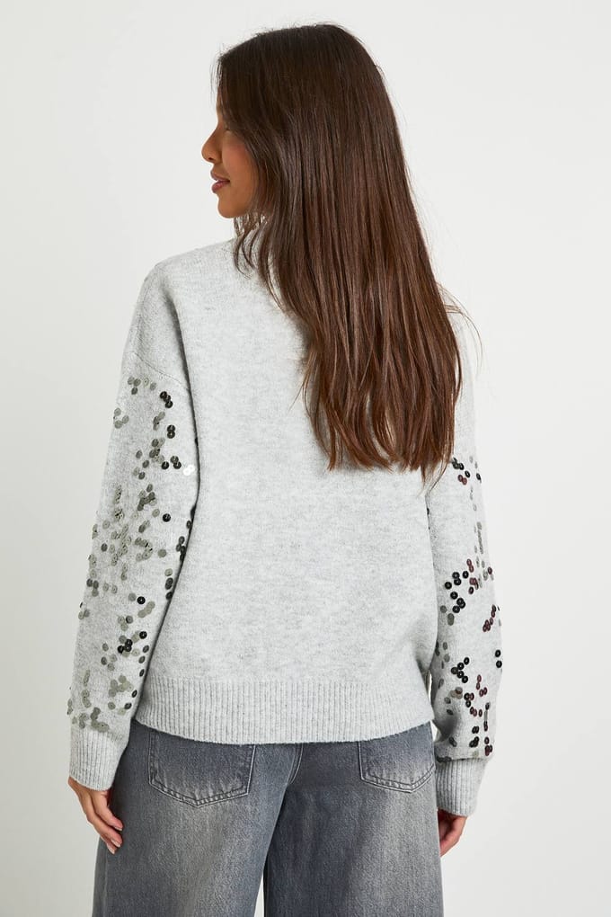 boohoo Dames Trui met all-over pailletten | Grijs | Maat: Medium