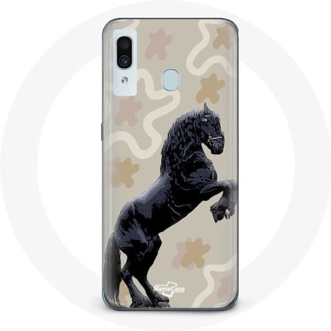 Coque - Frison - Samsung Galaxy A30 - Souple - Noir - Race de cheval noir
