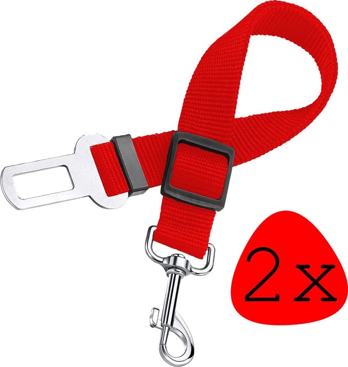 Hondenriem Autogordel Hondentuig Verstelbare Hondengordel Rood - 2 Stuks