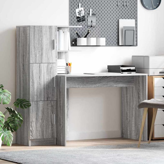 vidaXL - Bureau - Grijs - Sonoma - 133.5 - x - 50 - x - 124 - cm - 2 - st