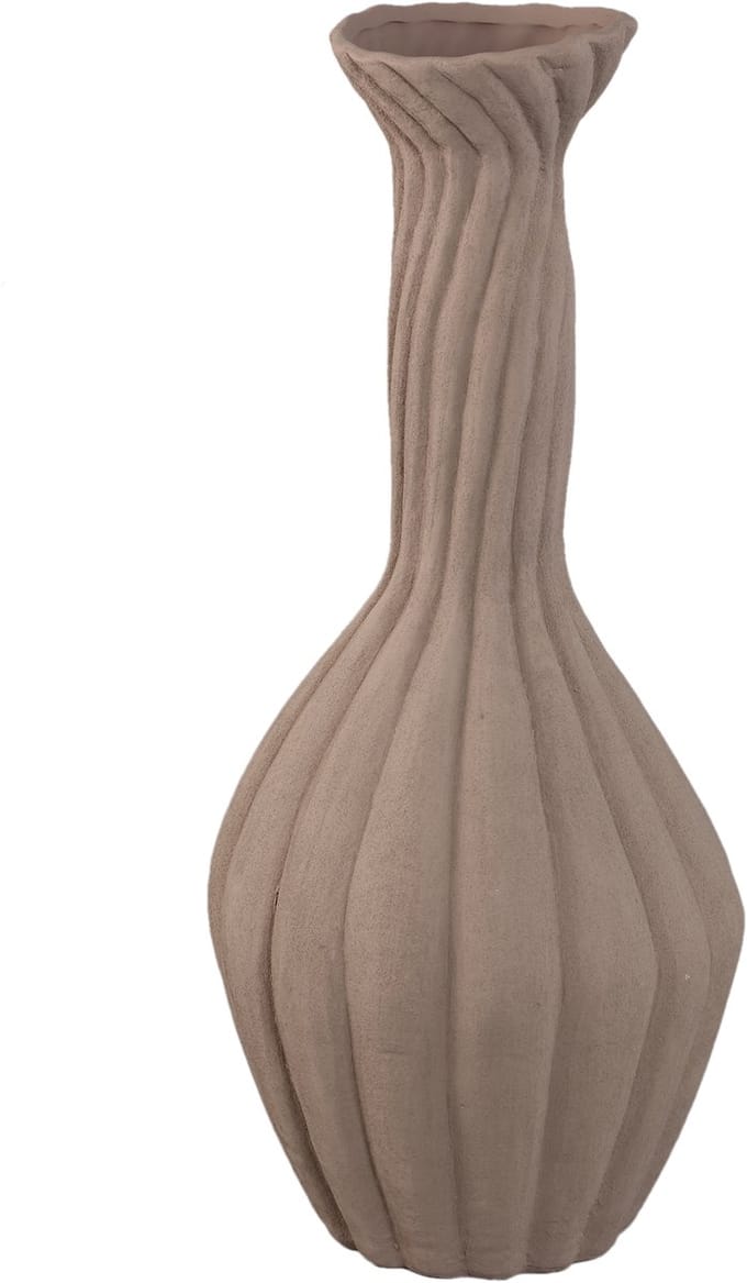 PTMD Lydia Dark Brown Ceramic Swirl Ribbed Vase L